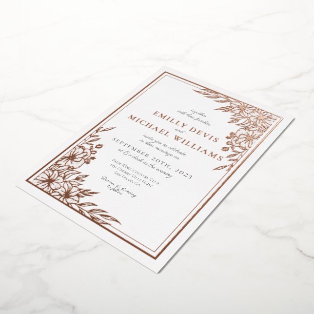 Elegant Black Rose Gold Wedding Foil Invitation (Rotated)