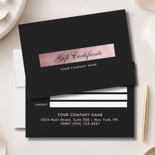 Elegant  Black Rosegold Gift Certficate