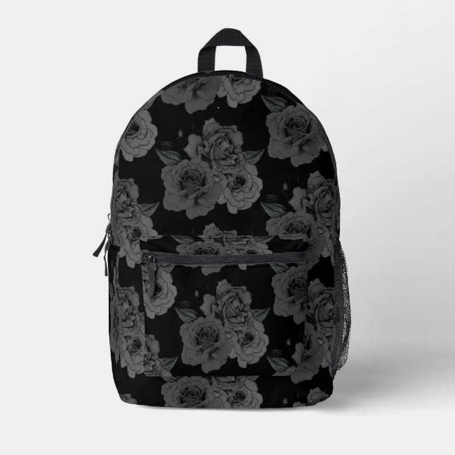 Elegant Black Roses Goth Aesthetic  Printed Backpack (Front)