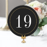 Elegant Black Round Table Number Card<br><div class="desc">Classic black and white table number on your choice of paper with die-cut circle and faux gold border. Multiple paper types,  square or rounded corners also available.</div>