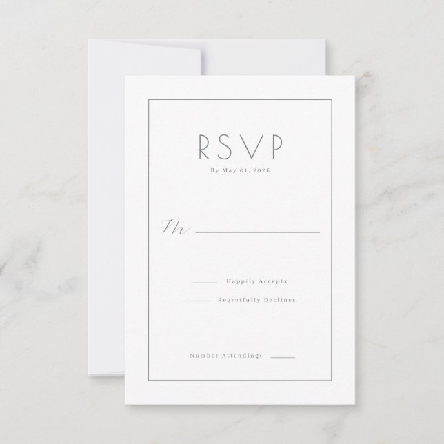 Elegant Black RSVP Card (Front)
