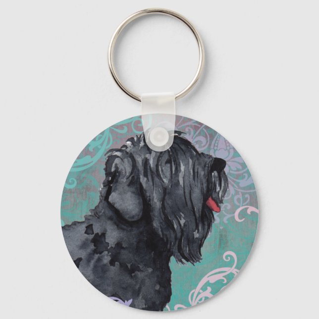 Elegant Black Russian Terrier Keychain (Front)