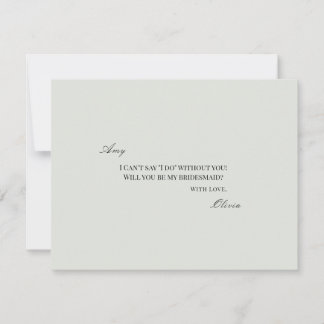 Elegant Black Sage Green Bridesmaid Proposal Card