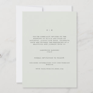 Elegant Black & Sage Green Save The Date Card