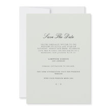 Elegant Black & Sage Green Save The Date Card