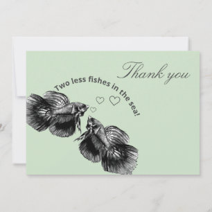 Elegant Black Sage Watercolor Fish Wedding  Invitation