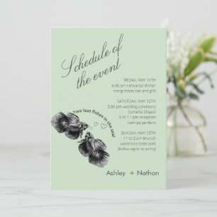 Elegant Black Sage Watercolor Fish Wedding Invitation