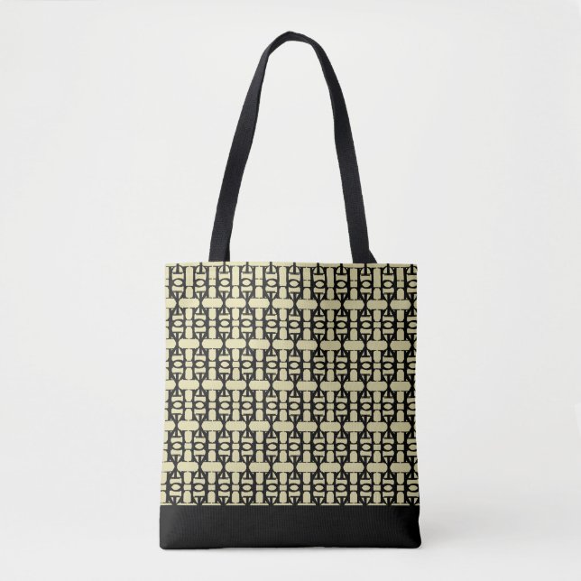 Elegant Black& Sand Pattern Tote Bag (Front)