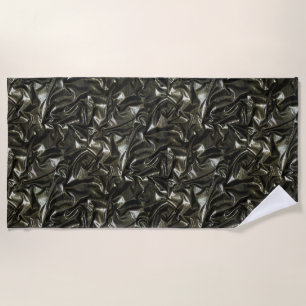 Elegant Black satin gathered look beach towel