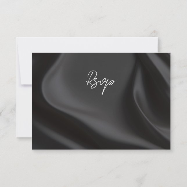 Elegant black satin rsvp with meal choices (Back)