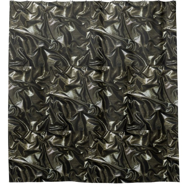Elegant Black satin shower curtain (Front)