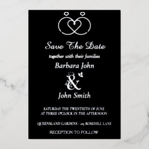 Elegant Black Save The Date Foil Invitation