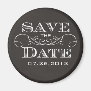 Elegant Black Save the Date Magnet