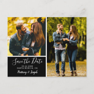 Elegant Black Save the Date Photo Collage   Postcard
