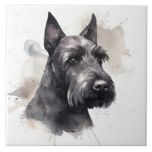 Elegant Black Scottish Terrier Dog Pet Tile