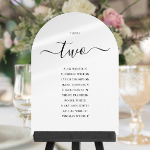 Elegant Black Script Arched Table Seating Chart Invitation