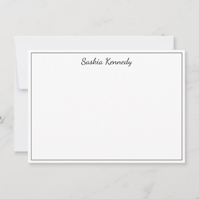 Elegant Black Script Border Personalized Card (Front)