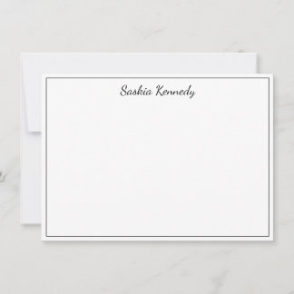 Elegant Black Script Border Personalized Card