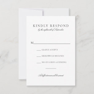 Elegant Black Script Buffet Dinner Wedding RSVP Card