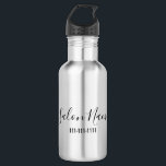 Elegant Black Script Business Salon Name Number 532 Ml Water Bottle<br><div class="desc">You can edit the elegant black script to show the name of a salon or another business. Another line of black display text is under the script. You can edit the text to show a phone number or a custom message.</div>