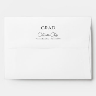 Elegant Black Script Calligraphy Grad Graduation Envelope