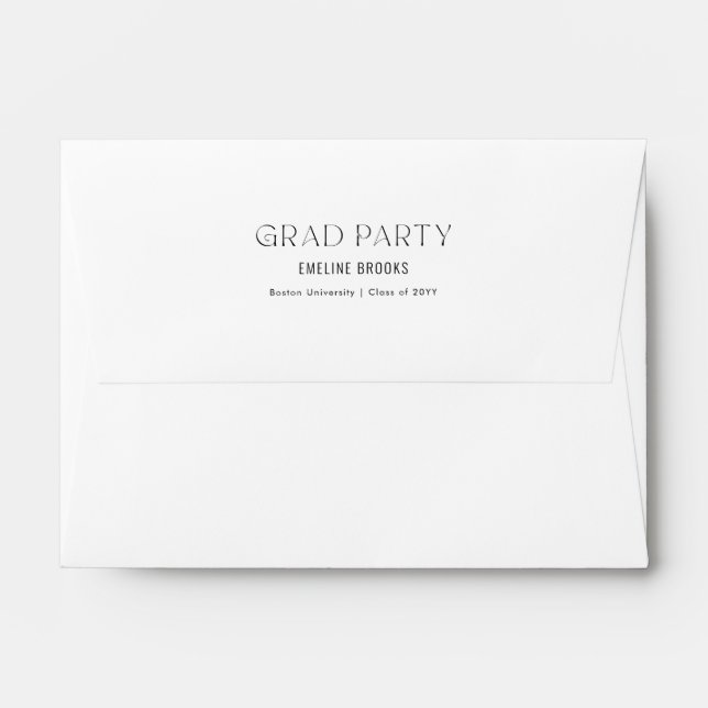 Elegant Black Script Calligraphy Graduation Envelope (Back (Top Flap))