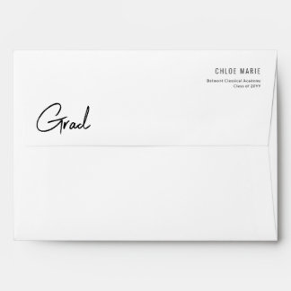 Elegant Black Script Grad Party Graduation Envelope
