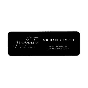 Elegant Black Script Graduation Return Address