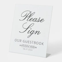 elegant black script guestbook sign