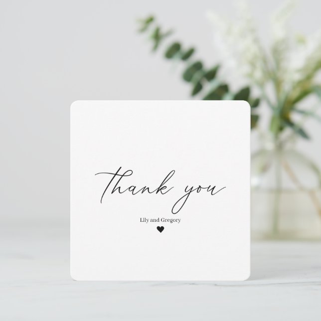 Elegant Black Script Heart Thank You (Standing Front)