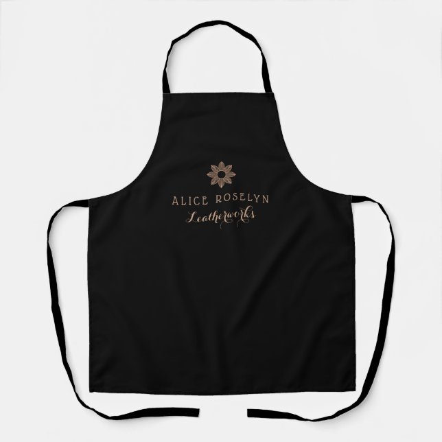 elegant black script logo leatherworks apron (Front)