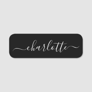 Elegant Black Script Modern Name Personalized Tag