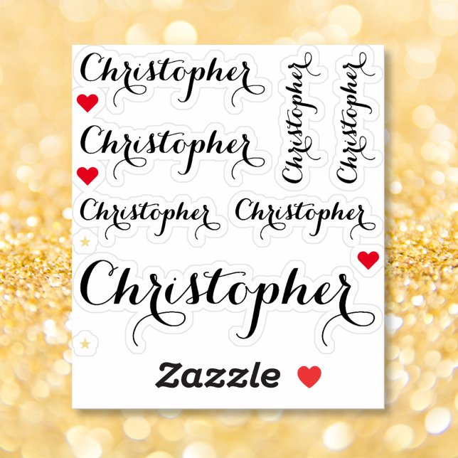 Elegant Black Script Name Stylish Custom Cut Vinyl (Elegant Black Script Name Office Custom Cut Vinyl Sticker)