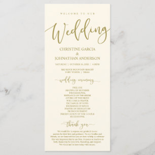 Elegant Black Script, Our Wedding Ceremony Program