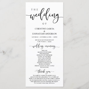 Elegant Black Script, Our Wedding Ceremony Program
