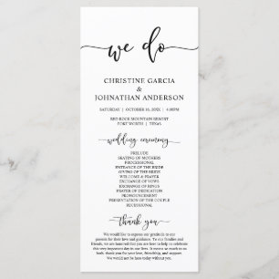 Elegant Black Script, Our Wedding Ceremony Program