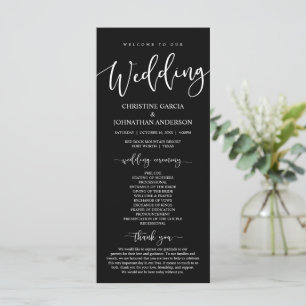 Elegant Black Script, Our Wedding Ceremony Program