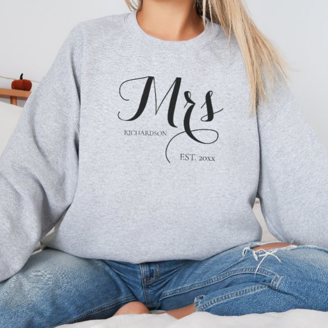 Elegant Black Script Personalized Bride Future Mrs Sweatshirt (Elegant Black Script Personalized Bride Future Mrs Sweatshirt)