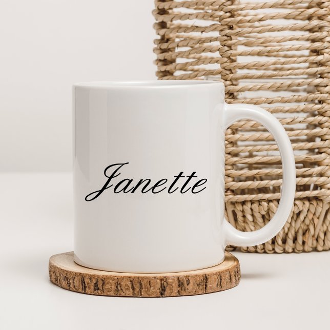 Elegant Black Script Personalized Name Coffee Mug (Creator Uploaded)