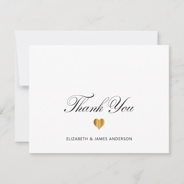 Elegant Black Script Personalized Wedding Monogram Thank You Card (Front)