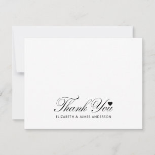 Elegant Black Script Personalized Wedding Monogram Thank You Card