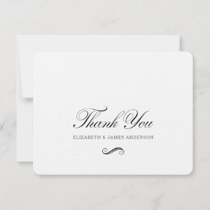 Elegant Black Script Personalized Wedding Monogram Thank You Card