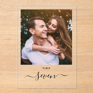 Elegant Black Script Photo Table Number