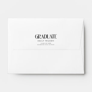 Elegant Black Script Return Address Graduation Envelope