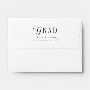 Elegant Black Script Return Address Graduation Envelope