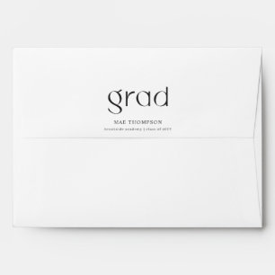 Elegant Black Script Return Address Graduation Envelope