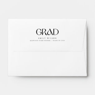 Elegant Black Script Return Address Graduation Envelope