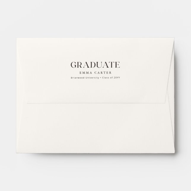 Elegant Black Script Return Address Graduation Envelope (Back (Top Flap))