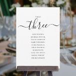Elegant Black Script Table Number 3 Seating Chart<br><div class="desc">These elegant black and white signature script double-sided table number 3 seating chart cards are perfect for all celebrations. Designed by Thisisnotme©</div>