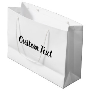 Elegant Black Script Text Template White Large Gift Bag